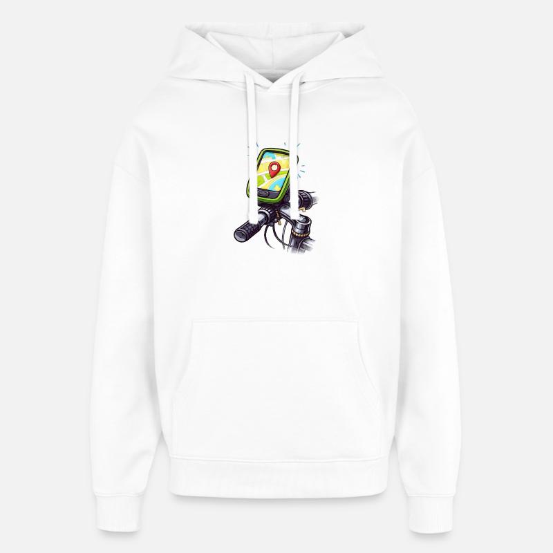 Localisateur d’itinéraire pour la navigation cyclable - Sweat à capuche unisexe Stanley/Stella Oversized - blanc