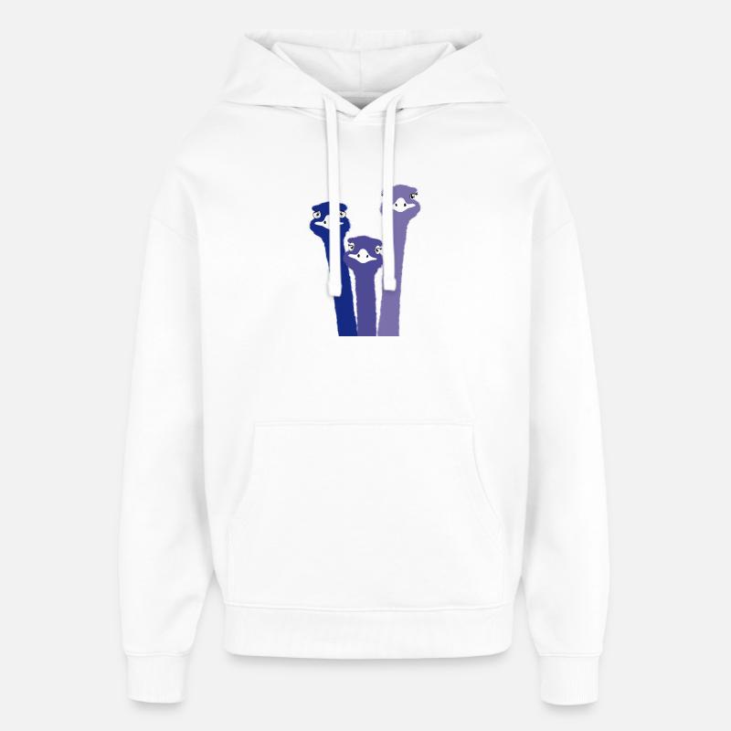 Nandu, tête d’autruche, émeu, autruche - Sweat à capuche unisexe Stanley/Stella Oversized - blanc