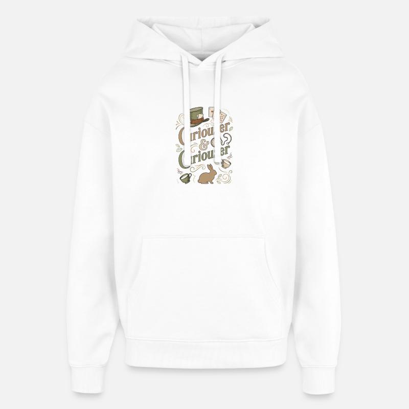 Alice Immer Neugieriger ("Curiouser") - Oversized Unisex Hoodie von Stanley/Stella - Weiß
