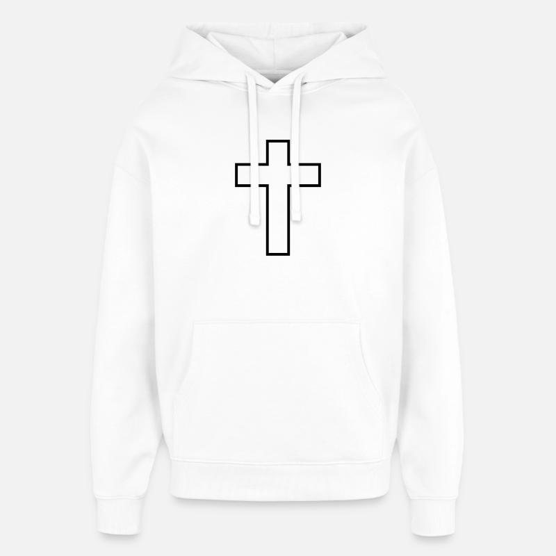 Croix chrétienne - Sweat à capuche unisexe Stanley/Stella Oversized - blanc