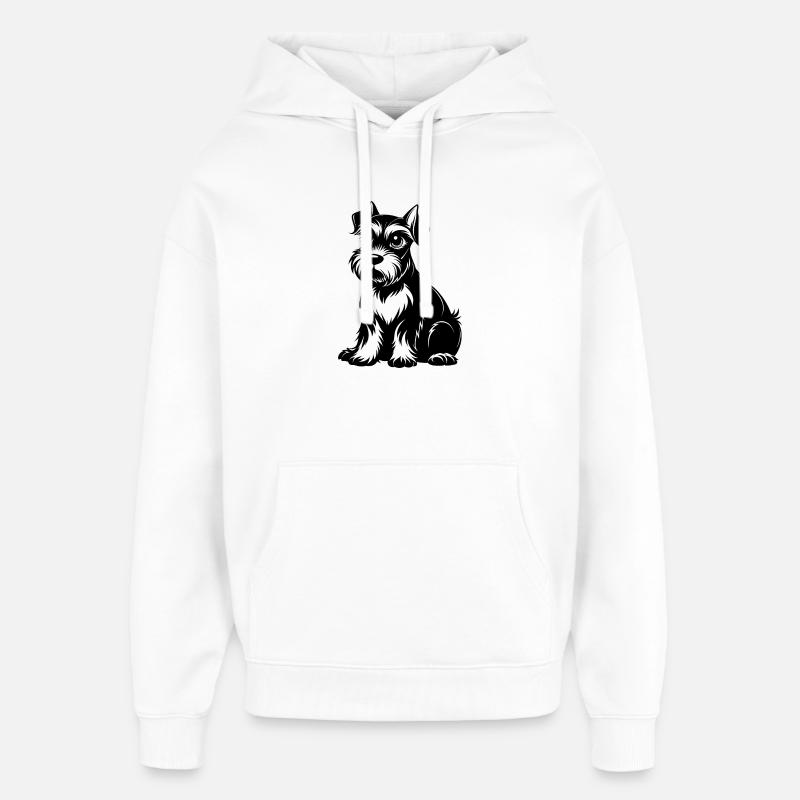 Ligne noire Schnauzer - Sweat à capuche unisexe Stanley/Stella Oversized - blanc
