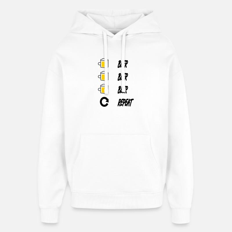 Bier Bier Bier Wiederholung - Oversized Unisex Hoodie von Stanley/Stella - Weiß