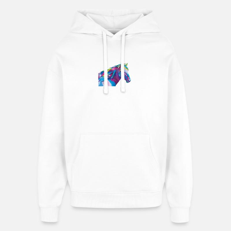 Cheval arc-en-ciel géométrique - Sweat à capuche unisexe Stanley/Stella Oversized - blanc
