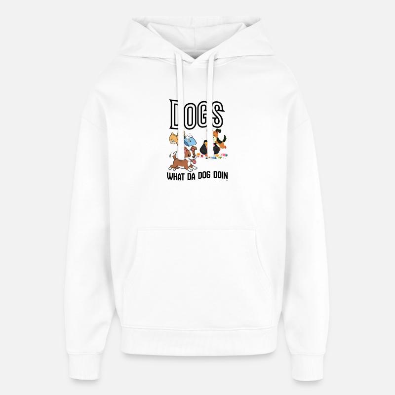 Chiens qui nettoient les ordures - Sweat à capuche unisexe Stanley/Stella Oversized - blanc