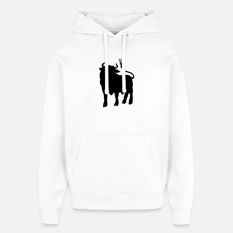 Stierschattenbild, Logofarm oder Metzger - Oversized Unisex Hoodie von Stanley/Stella - Weiß
