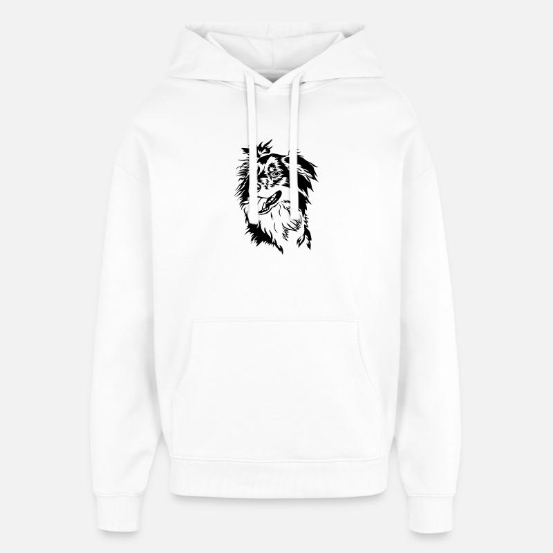Tête de Border Collie - Sweat à capuche unisexe Stanley/Stella Oversized - blanc