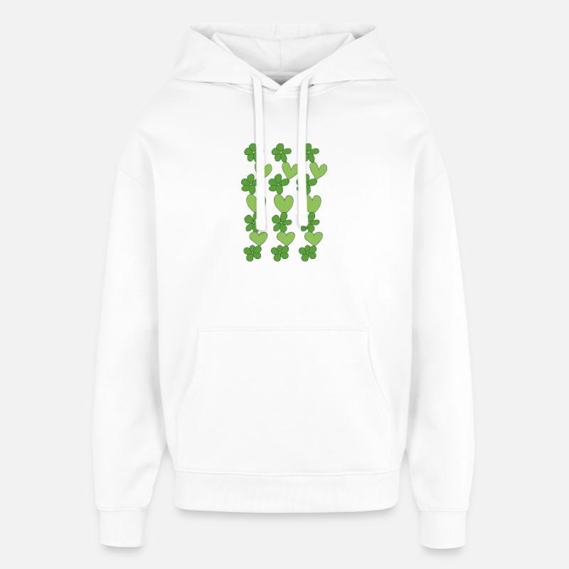 cœurs fleurs vert - Sweat à capuche unisexe Stanley/Stella Oversized - blanc