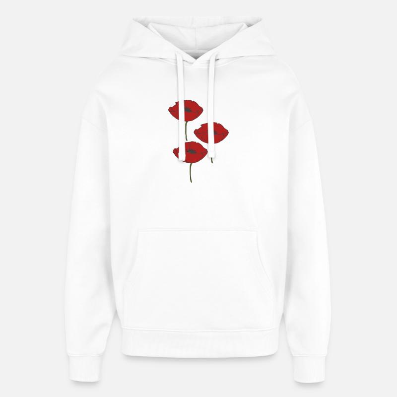 Coquelicots - Sweat à capuche unisexe Stanley/Stella Oversized - blanc