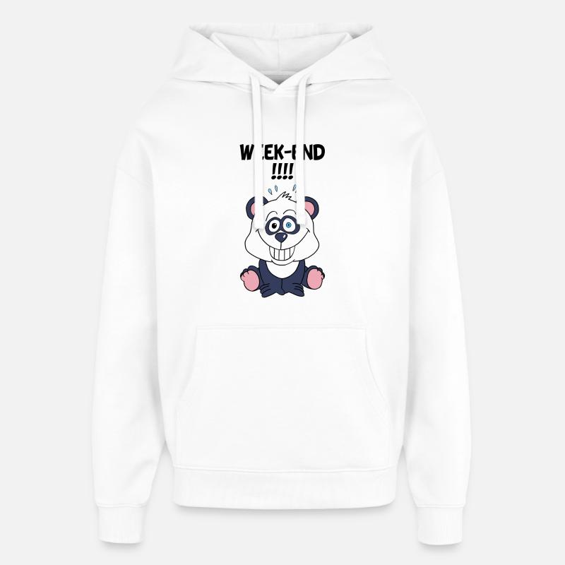 Le week-end du panda - Sweat à capuche unisexe Stanley/Stella Oversized - blanc