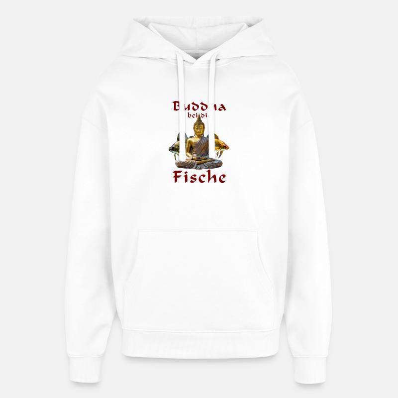 Bouddha avec les Poissons - Sweat à capuche unisexe Stanley/Stella Oversized - blanc