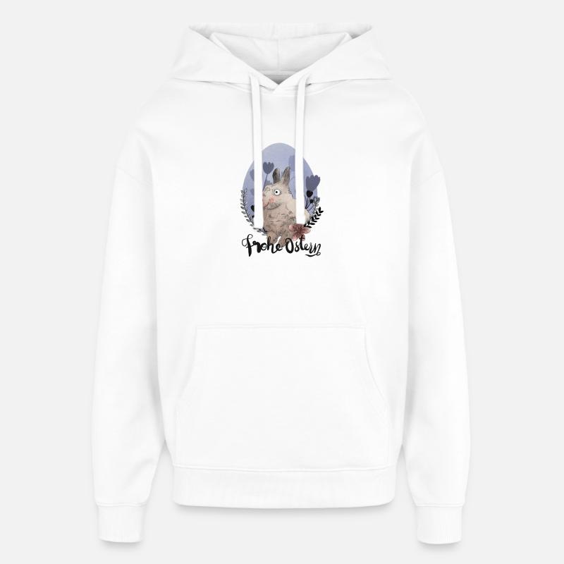 Illustration de lapin de Pâques Joyeuses Pâques - Sweat à capuche unisexe Stanley/Stella Oversized - blanc