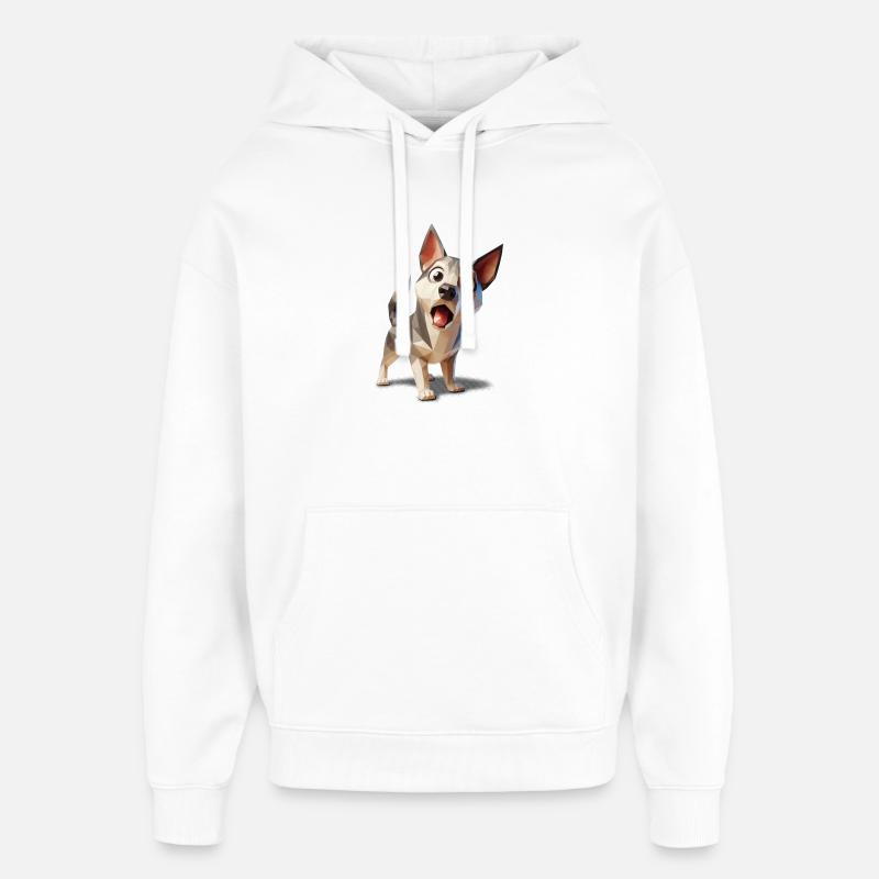 Überraschter Hundewelpe lowpoly - Oversized Unisex Hoodie von Stanley/Stella - Weiß