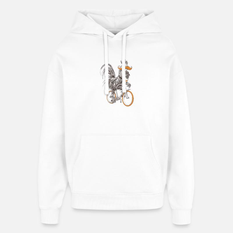 Rooster & Bicycles - Oversized Unisex Hoodie by Stanley/Stella - white