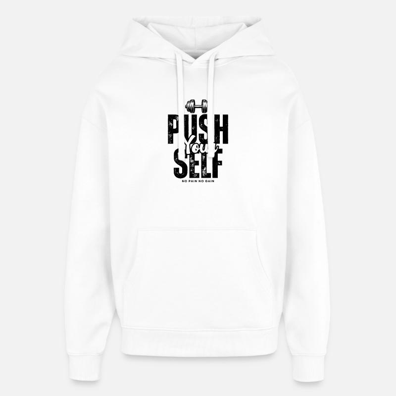 Push_yourself - Sweat à capuche unisexe Stanley/Stella Oversized - blanc