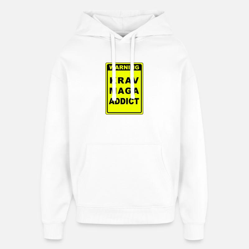 Avertissement Krav Maga Addict - Sweat à capuche unisexe Stanley/Stella Oversized - blanc
