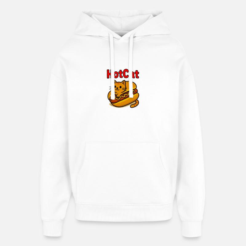 Illustration de hot-dog pour chat chauffé - Sweat à capuche unisexe Stanley/Stella Oversized - blanc