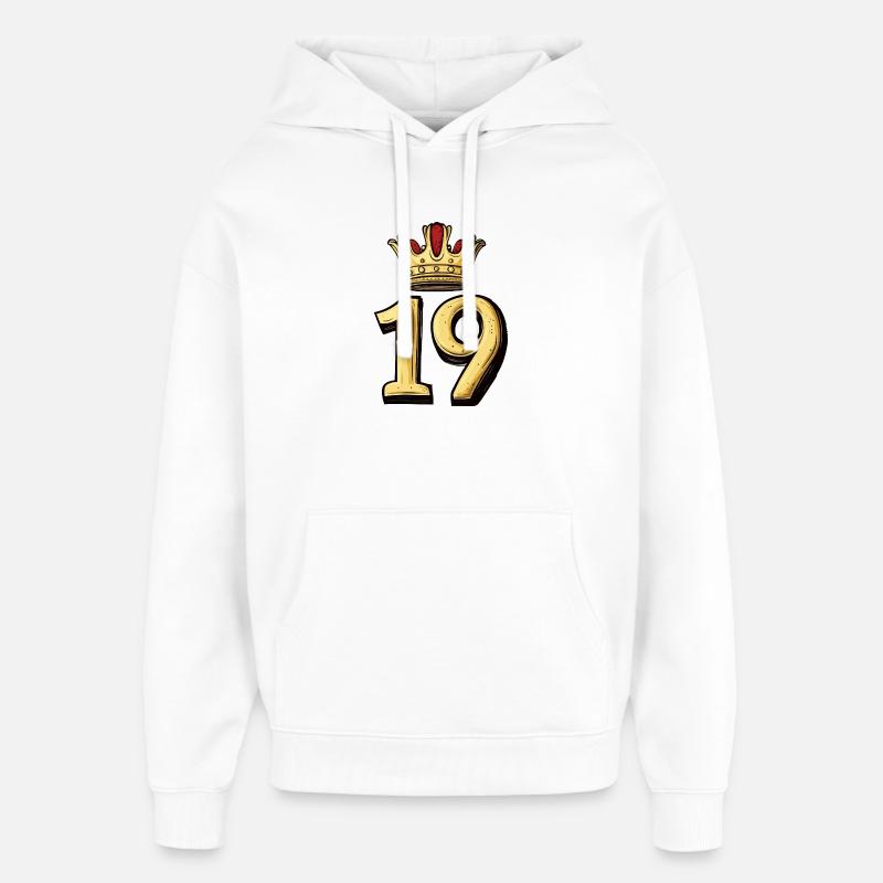 Couronne numéro 19 - Sweat à capuche unisexe Stanley/Stella Oversized - blanc