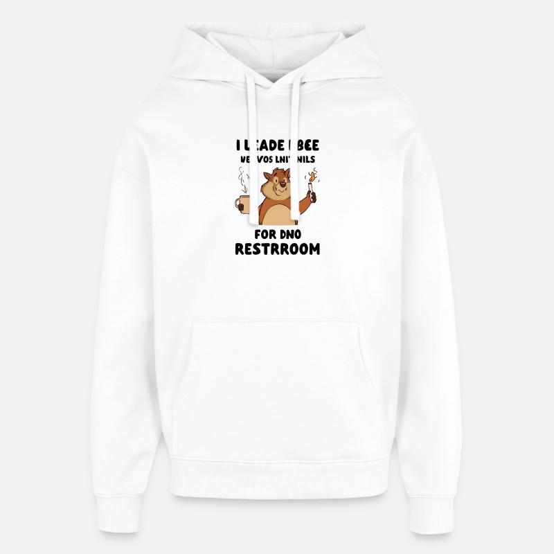 Illustration de la pause café Beaver - Sweat à capuche unisexe Stanley/Stella Oversized - blanc