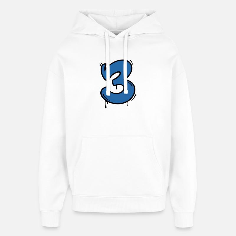 Graffiti Bleu Numéro 3 Gouttes - Sweat à capuche unisexe Stanley/Stella Oversized - blanc