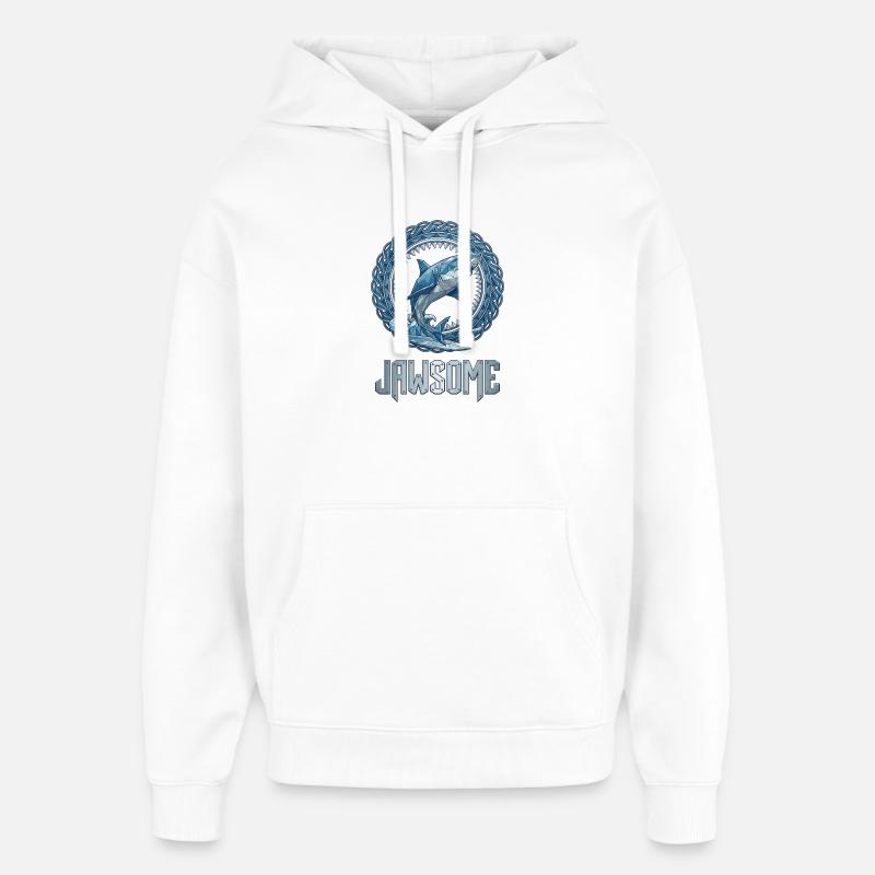 Requin Jawsome Geometric - Sweat à capuche unisexe Stanley/Stella Oversized - blanc