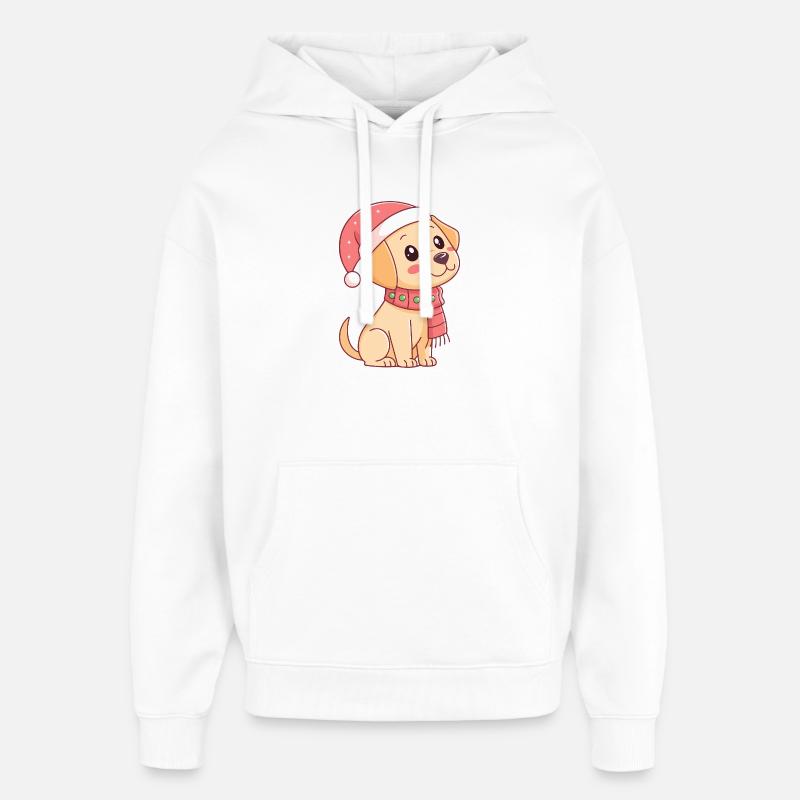 Chiot festif au bonnet de Noël - Sweat à capuche unisexe Stanley/Stella Oversized - blanc