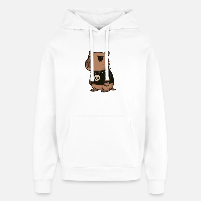 Goth Capybara Drôles Emo Punk Rongeurs - Sweat à capuche unisexe Stanley/Stella Oversized - blanc