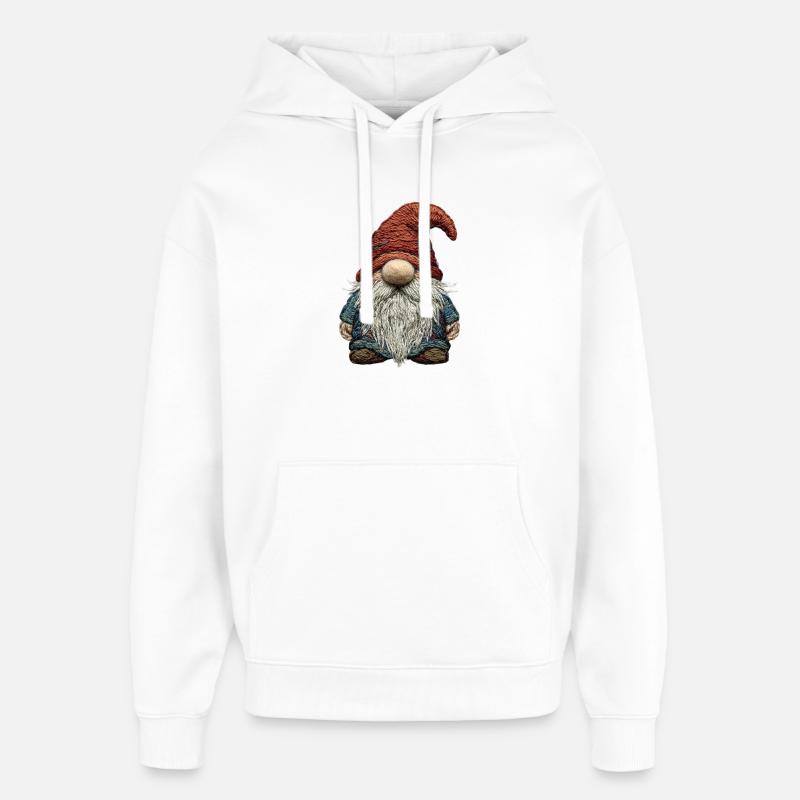 Gnome en aspect brodé (imprimé) - Sweat à capuche unisexe Stanley/Stella Oversized - blanc