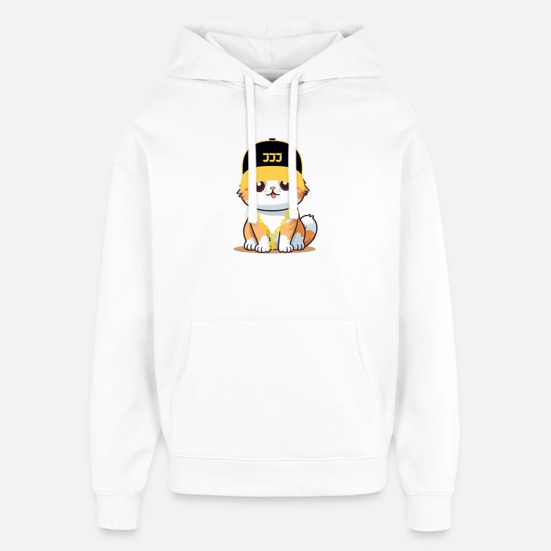 Chat swag - chat cool - Sweat à capuche unisexe Stanley/Stella Oversized - blanc