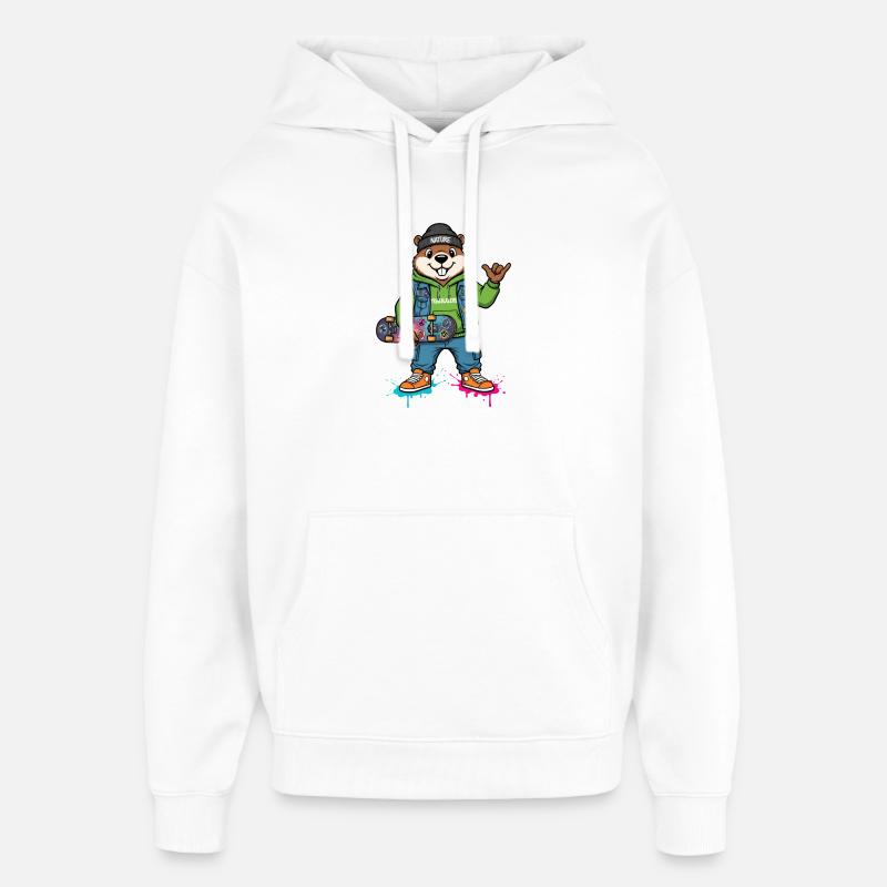 Trailbrawler Beaver Skate Hero - Sweat à capuche unisexe Stanley/Stella Oversized - blanc