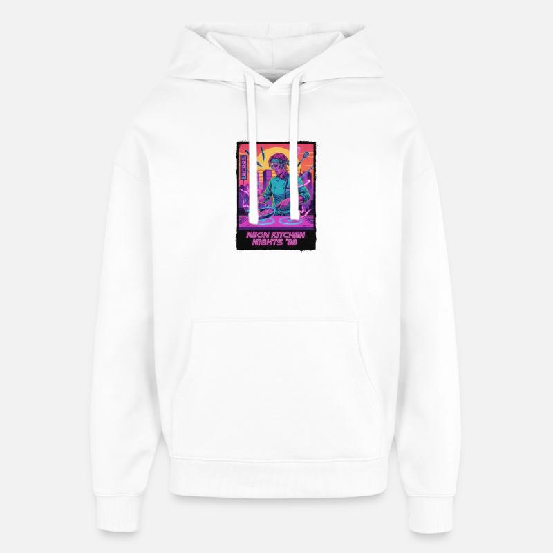 Cuisine Retro Wave - Sweat à capuche unisexe Stanley/Stella Oversized - blanc