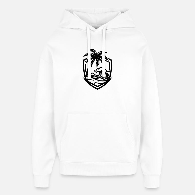 Mer de la plage des palmiers - Sweat à capuche unisexe Stanley/Stella Oversized - blanc