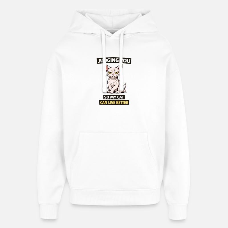 Te juger, chat : vis mieux - Sweat à capuche unisexe Stanley/Stella Oversized - blanc