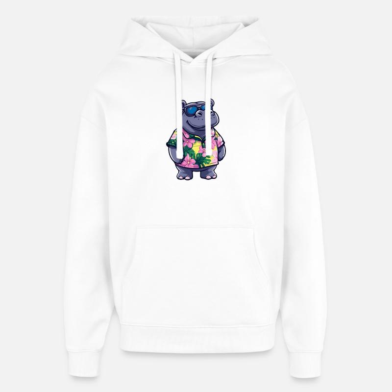 Vacances de bandes dessinées Hippo - Sweat à capuche unisexe Stanley/Stella Oversized - blanc