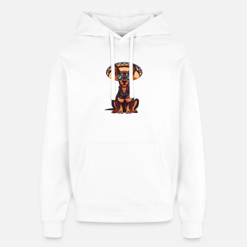 Doberman Dog Sombrero drôle - Sweat à capuche unisexe Stanley/Stella Oversized - blanc