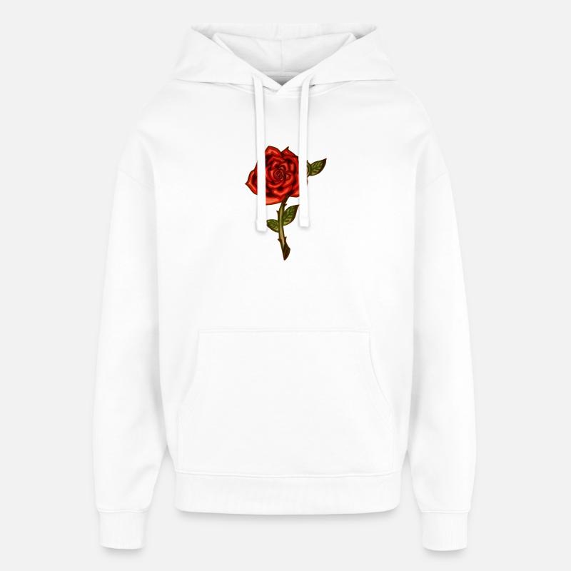 Red Rose - Sweat à capuche unisexe Stanley/Stella Oversized - blanc