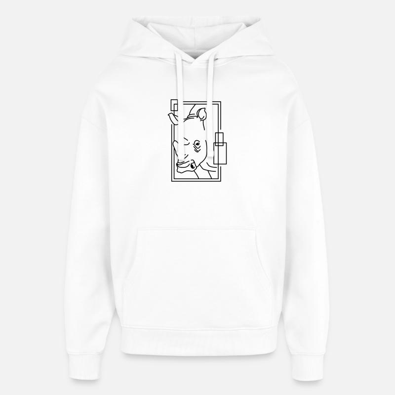 Rhinocéros en conception géométrique - Sweat à capuche unisexe Stanley/Stella Oversized - blanc