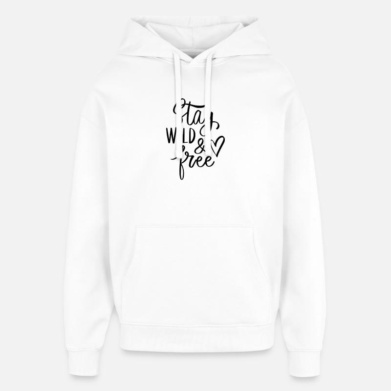 RESTEZ SAUVAGE ET LIBRE - Sweat à capuche unisexe Stanley/Stella Oversized - blanc