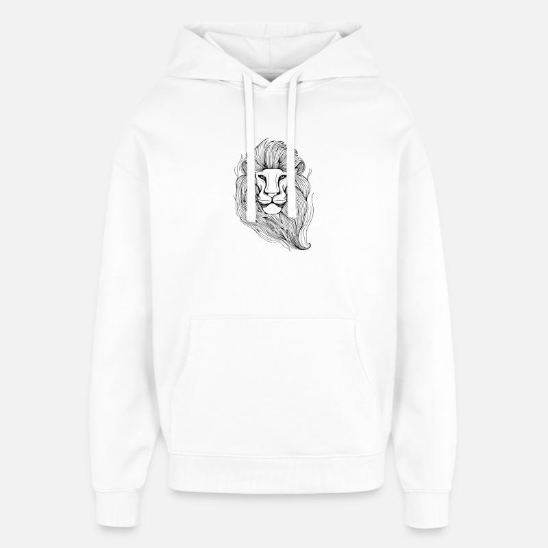 Lion Starline en noir - Sweat à capuche unisexe Stanley/Stella Oversized - blanc