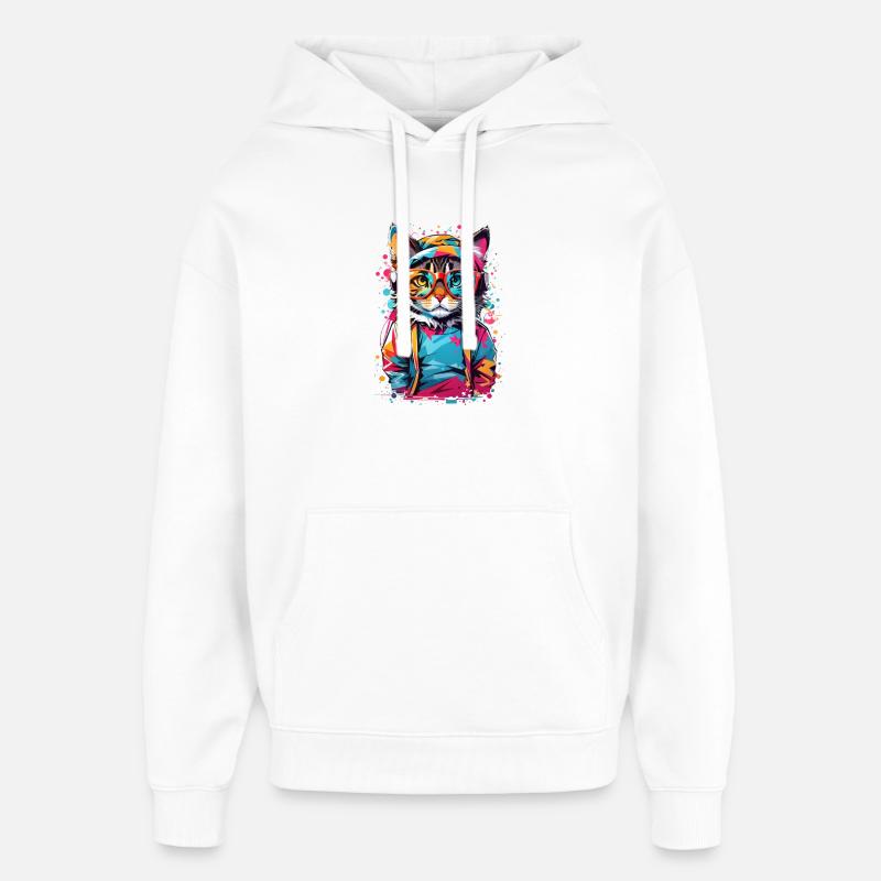 Chat mignon - Sweat à capuche unisexe Stanley/Stella Oversized - blanc