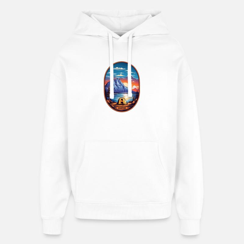 Temps de camping - Sweat à capuche unisexe Stanley/Stella Oversized - blanc