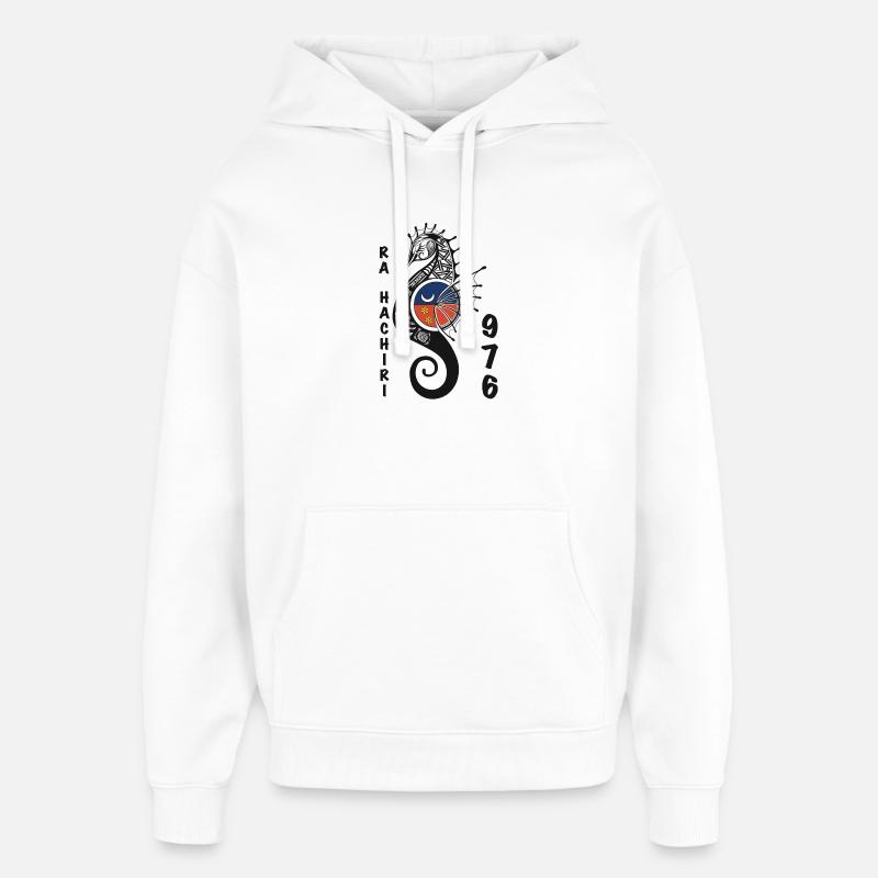 Hibiscus Seiche Turtle Illustration - Sweat à capuche unisexe Stanley/Stella Oversized - blanc