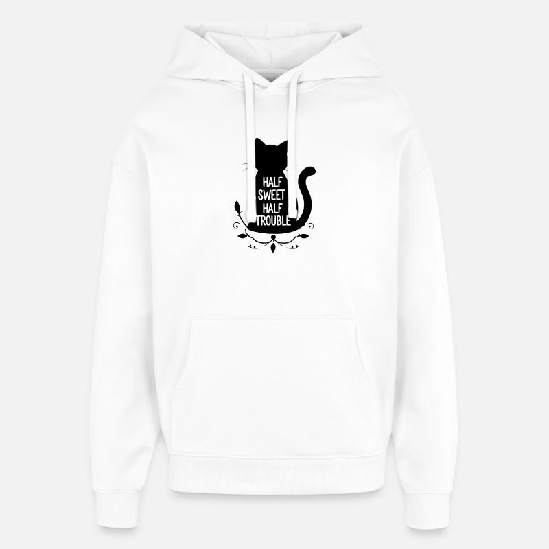 Chat noir mi-doux mi-trouble - Sweat à capuche unisexe Stanley/Stella Oversized - blanc