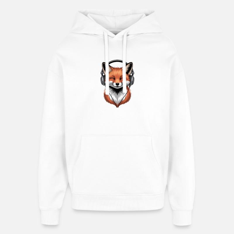 Renard avec casque - Sweat à capuche unisexe Stanley/Stella Oversized - blanc