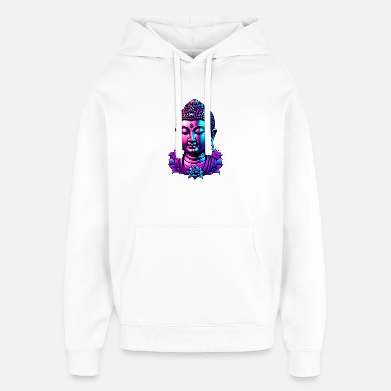 Néon Bouddha Fleur Aura - Sweat à capuche unisexe Stanley/Stella Oversized - blanc