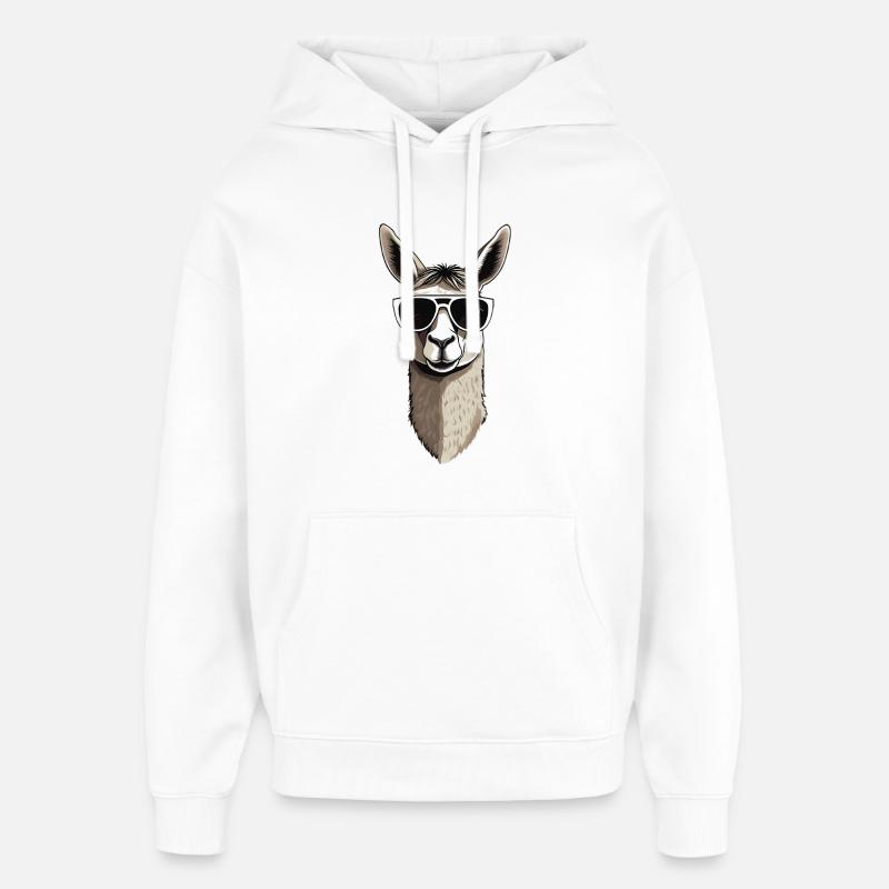 Lama avec lunettes de soleil - Sweat à capuche unisexe Stanley/Stella Oversized - blanc