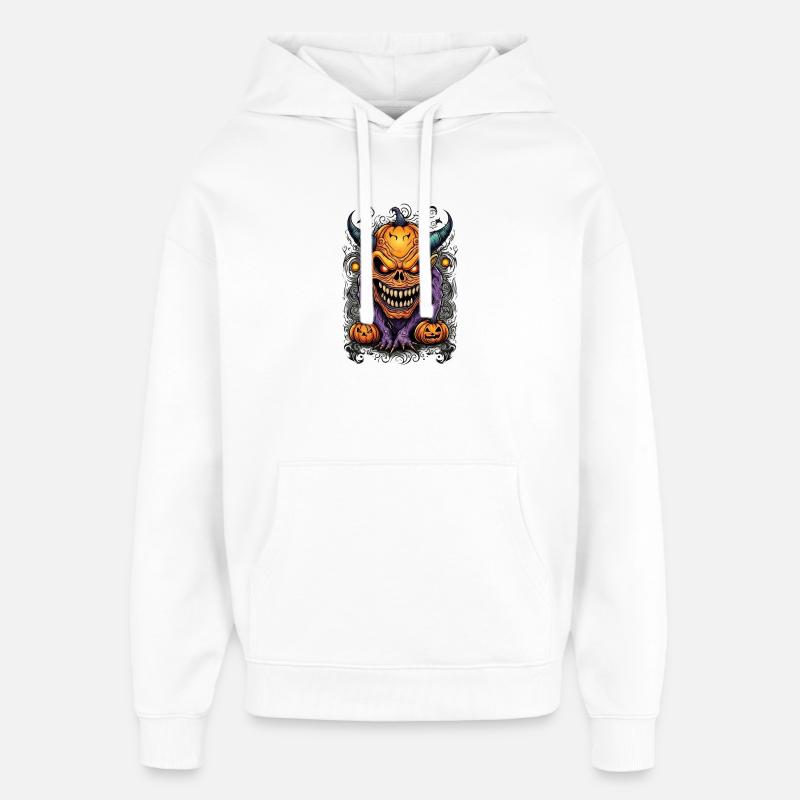 Démon d’Halloween avec tête de citrouille - Sweat à capuche unisexe Stanley/Stella Oversized - blanc