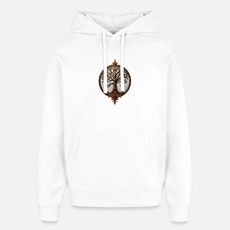 Arbre de Vie en Or - Sweat à capuche unisexe Stanley/Stella Oversized - blanc