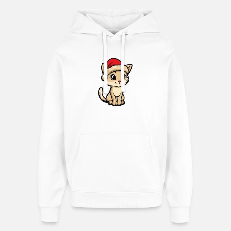 Noël chat - Sweat à capuche unisexe Stanley/Stella Oversized - blanc