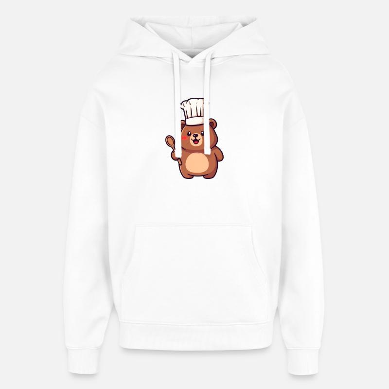 Chefbärchen avec un chapeau de chef - Sweat à capuche unisexe Stanley/Stella Oversized - blanc