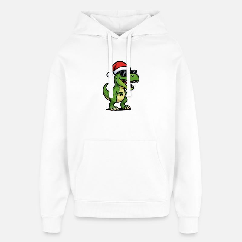 T-Rex Santa mit Sonnenbrille - Oversized Unisex Hoodie von Stanley/Stella - Weiß
